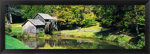 Framed Watermill Near a Pond, Mabry Mill, Virginia Print