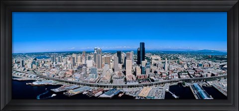 Framed Aerial View of a Cityscape, Seattle, Washington Print
