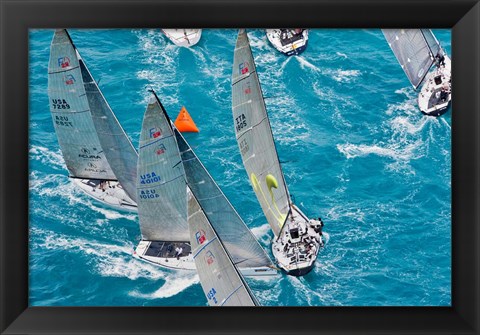 Framed Sailboats in Acura Miami Grand Prix, Miami, Florida Print