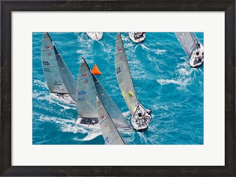 Framed Sailboats in Acura Miami Grand Prix, Miami, Florida Print