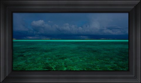 Framed Cloudscape over Caribbean sea, Great Exuma Island, Bahamas Print