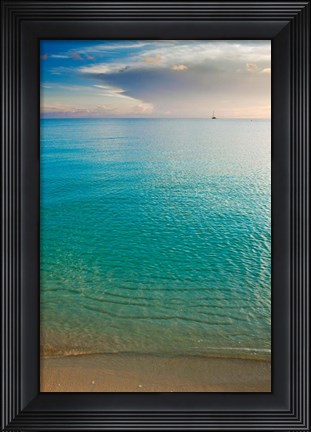 Framed Scenic View of Seascape at Sunset, Great Exuma Island, Bahamas Print