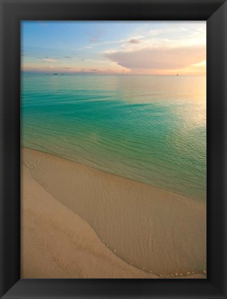 Framed Elevated View of Beach at Sunset, Great Exuma Island, Bahamas Print