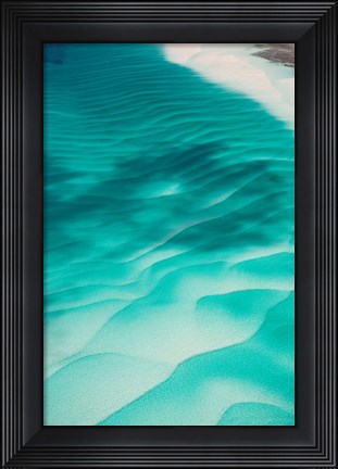 Framed Aerial View of Clear Turquoise Water in Caribbean Sea, Great Exuma Island, Bahamas Print
