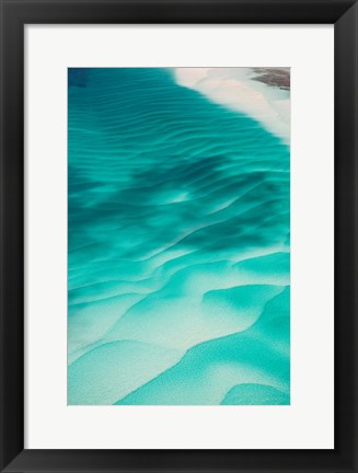 Framed Aerial View of Clear Turquoise Water in Caribbean Sea, Great Exuma Island, Bahamas Print