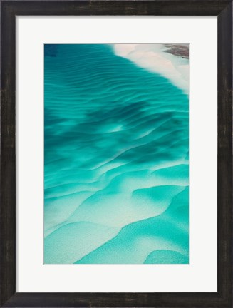 Framed Aerial View of Clear Turquoise Water in Caribbean Sea, Great Exuma Island, Bahamas Print