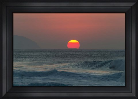 Framed Waves in the Ocean at Sunset Print