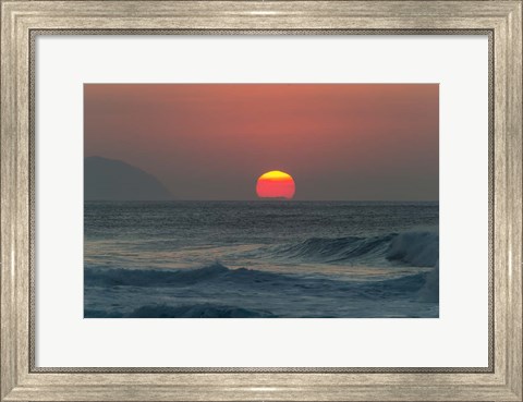 Framed Waves in the Ocean at Sunset Print