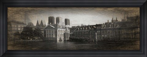 Framed Buildings at the Waterfront, Binnenhof, Netherlands Print