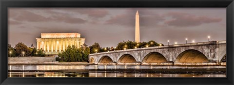 Framed Arlington Memorial Bridge with Lincoln Memorial and Washington Monument, Washington DC Print