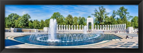 Framed View of Fountain at National World War II Memorial, Washington DC Print