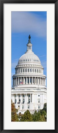 Framed Low Angle View of Capitol Building, Washington DC Print