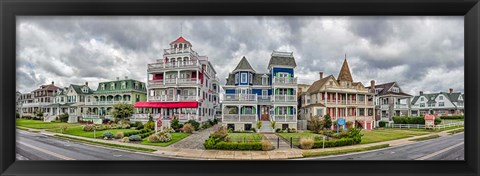 Framed Cottages in a row, Beach Avenue, Cape May, New Jersey Print