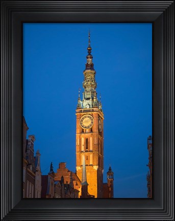 Framed Low Angle View of Clock Tower, Gdansk, Poland Print