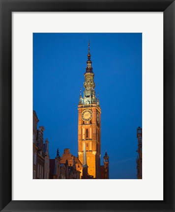 Framed Low Angle View of Clock Tower, Gdansk, Poland Print