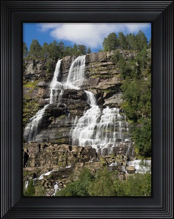 Framed Low angle view of Tvindefossen Waterfall, Voss, Norway Print