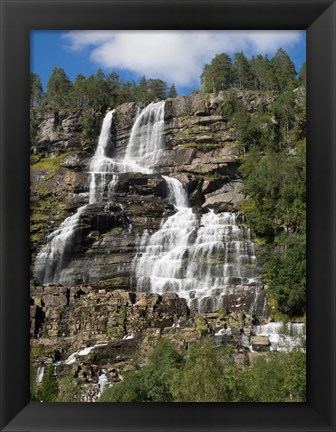 Framed Low angle view of Tvindefossen Waterfall, Voss, Norway Print
