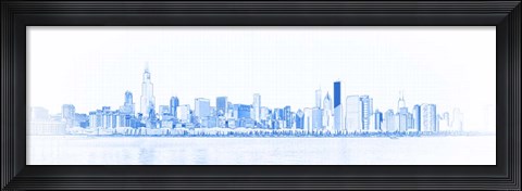 Framed Chicago Skyline Sketch Print