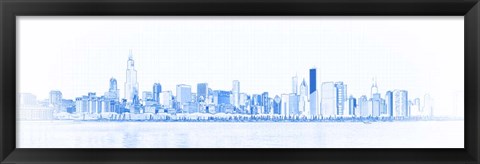 Framed Chicago Skyline Sketch Print