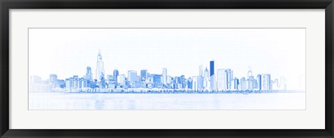 Framed Chicago Skyline Sketch Print