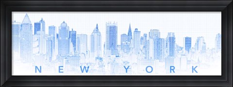 Framed New York City in Blue Print