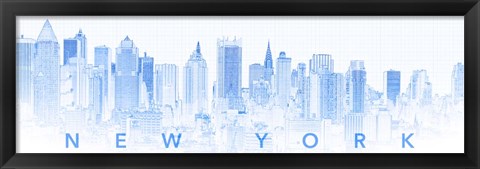 Framed New York City in Blue Print