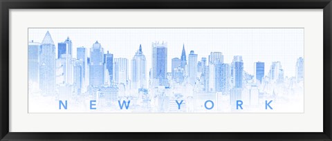 Framed New York City in Blue Print