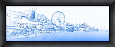 Framed Navy Pier and Skyline at the Waterfront, Chicago Print