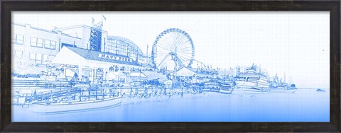 Framed Navy Pier and Skyline at the Waterfront, Chicago Print