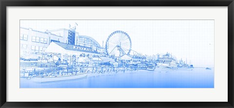 Framed Navy Pier and Skyline at the Waterfront, Chicago Print