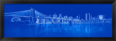Framed Brooklyn Bridge in Blue Print