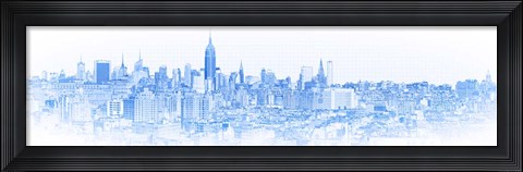 Framed Blue Skylines in a City, Manhattan Print