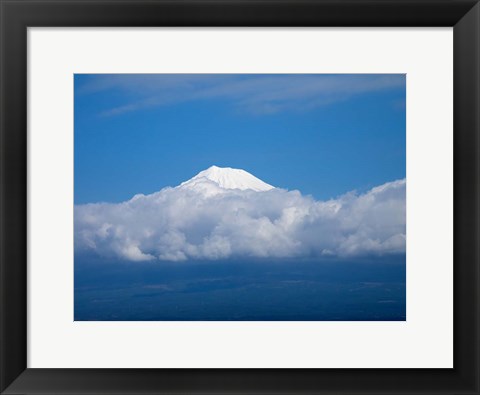 Framed Snow Covered Peak of Mt Fuji Print