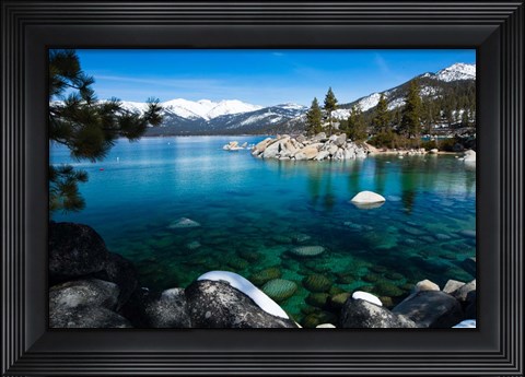 Framed Rocks in Lake Tahoe, California Print