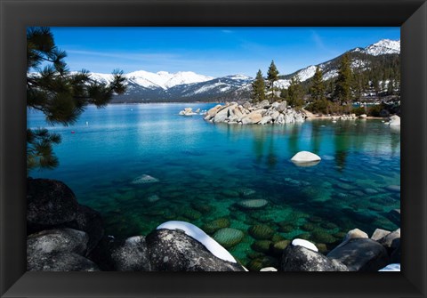 Framed Rocks in Lake Tahoe, California Print