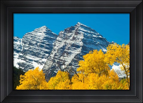 Framed Trees with Mountain Range in the Background, Maroon Creek Valley, Aspen, Colorado Print