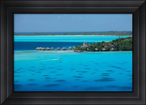 Framed Bungalows on the Beach, Bora Bora, French Polynesia Print