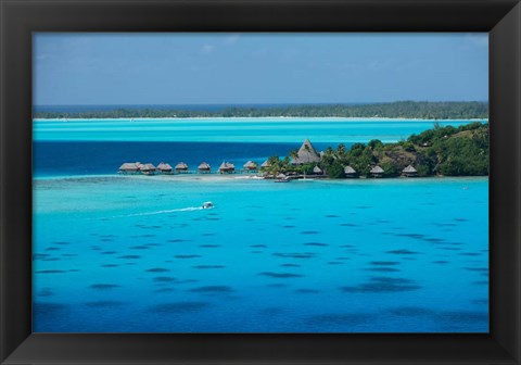 Framed Bungalows on the Beach, Bora Bora, French Polynesia Print