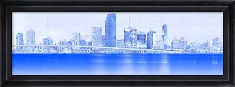 Framed View of Skylines at Night, Miami, Florida Print