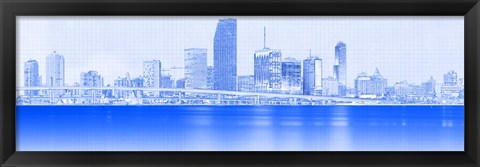Framed View of Skylines at Night, Miami, Florida Print