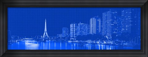 Framed Eiffel Tower &amp; Seine River at Night, Paris Print
