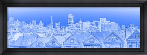Framed Skyscrapers at Night in San Francisco Print