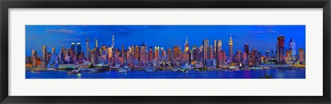 Framed Panoramic View of Manhattan Skyline at Dusk Print