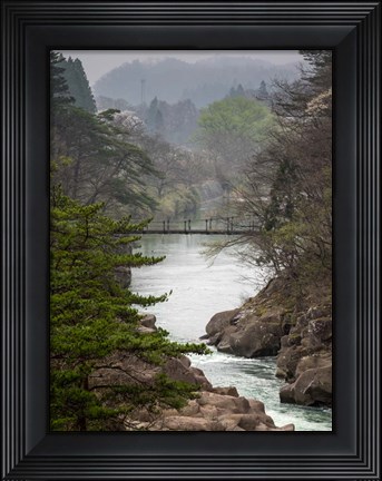 Framed Fog over Geibikei Gorge, Hiraizumi, Japan Print