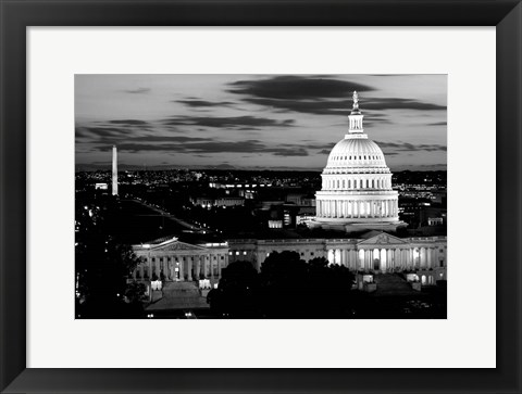 Framed City Lit up at Dusk, Washington DC Print