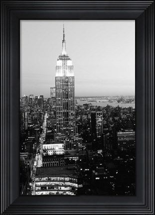 Framed Empire State Building at Sunset, (BW) Print