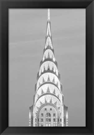 Framed Close up of the Chrysler Building at Sunset (BW) Print