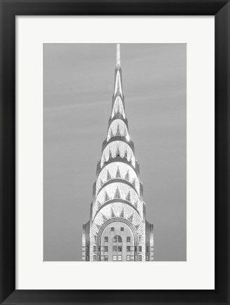 Framed Close up of the Chrysler Building at Sunset (BW) Print