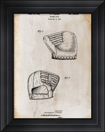 Framed B Glove White Patent Print