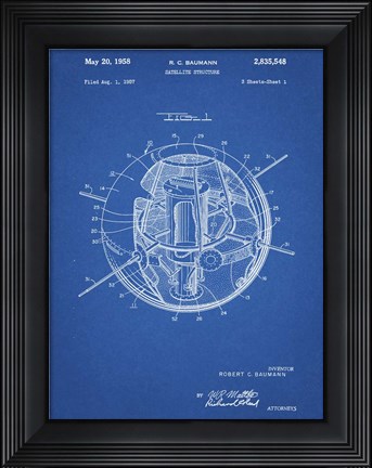 Framed Blueprint Earth Satellite Patent Print